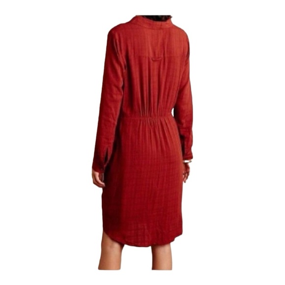 Anthropologie Maeve Bloomsbury Tie Front Shirt Dress Womens Size 4 ob465625 Rust - Picture 2 of 11